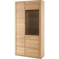 VITRINE  in furniert, massiv Eiche Eichefarben - Edelstahlfarben/Eichefarben, KONVENTIONELL, Glas/Holz (107/209/38cm) - Novel
