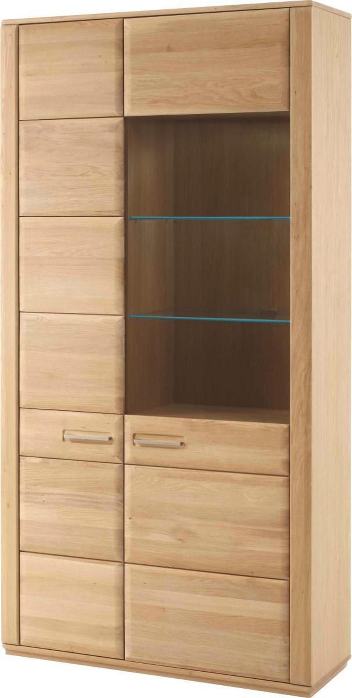 VITRINE  in furniert, massiv Eiche Eichefarben - Edelstahlfarben/Eichefarben, KONVENTIONELL, Glas/Holz (107/209/38cm) - Novel