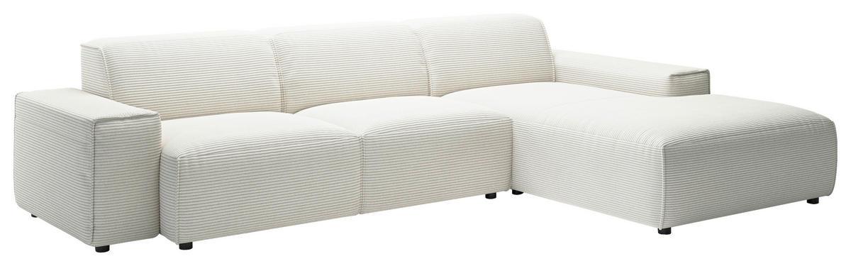ECKSOFA Weiß Cord  - Schwarz/Weiß, Design, Kunststoff/Textil (300/189cm) - Pure Home Lifestyle