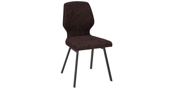 STUHL in Eisen Mikrofaser - Schwarz/Braun, MODERN, Textil/Metall (46/91/61cm) - Venda