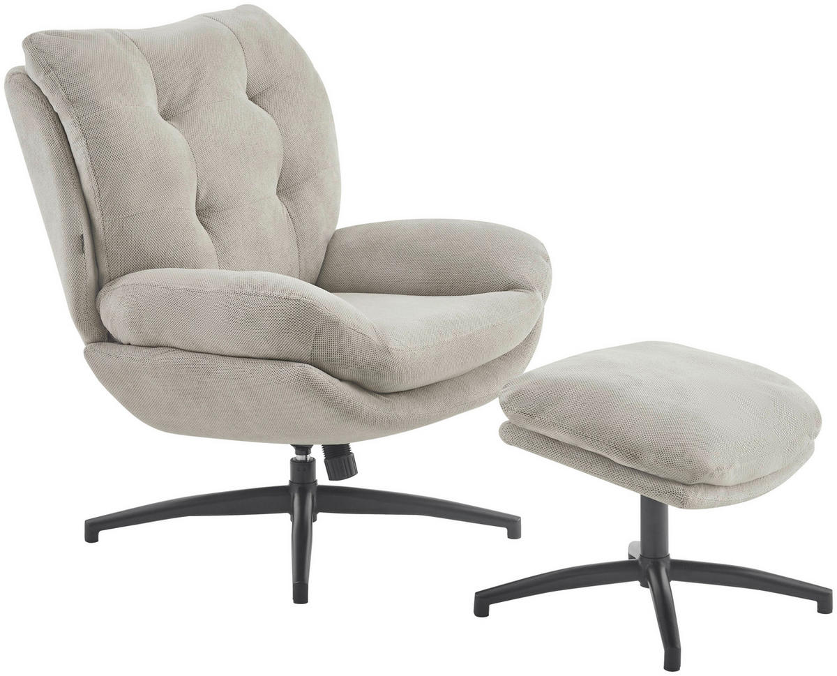 RELAXSESSELSET Webstoff Hocker    - Taupe/Schwarz, Design, Textil/Metall (75/97/88cm) - Carryhome