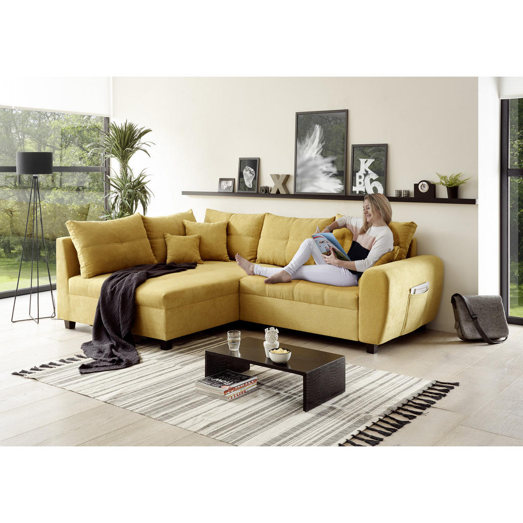 Thumbnail - Mid.you Ecksofa, Gelb, Textil, Ottomane links, L-Form, 248x176 cm, Schlafen auf Sitzhöhe, Wohnzimmer, Sofas & Couches, W...