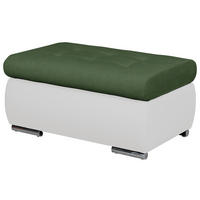 HOCKER Lederlook, Flachgewebe Weiß, Olivgrün  - Weiß/Olivgrün, Design, Kunststoff/Textil (92/45/61cm) - MID.YOU