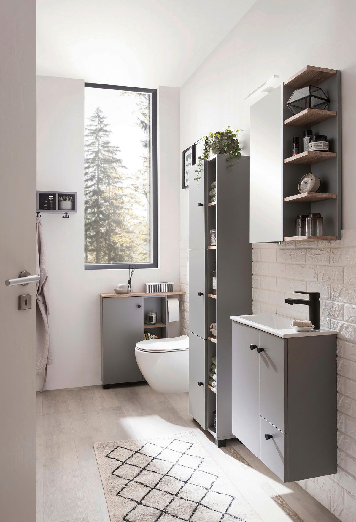 SPIEGELSCHRANK 50/74,4/16 cm  - Grau, MODERN, Glas/Holzwerkstoff (50/74,4/16cm) - MID.YOU