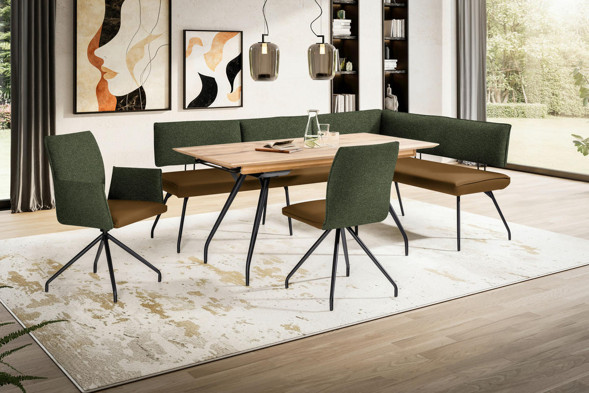 STUHL  in Stahl Webstoff, Mikrofaser Metall, Textil  - Schwarz/Olivgrün, Design, Textil/Metall (49/91/60cm) - Moderano