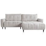 ECKSOFA Ecru Chenille  - Ecru/Schwarz, KONVENTIONELL, Holz/Textil (266/180cm) - Carryhome