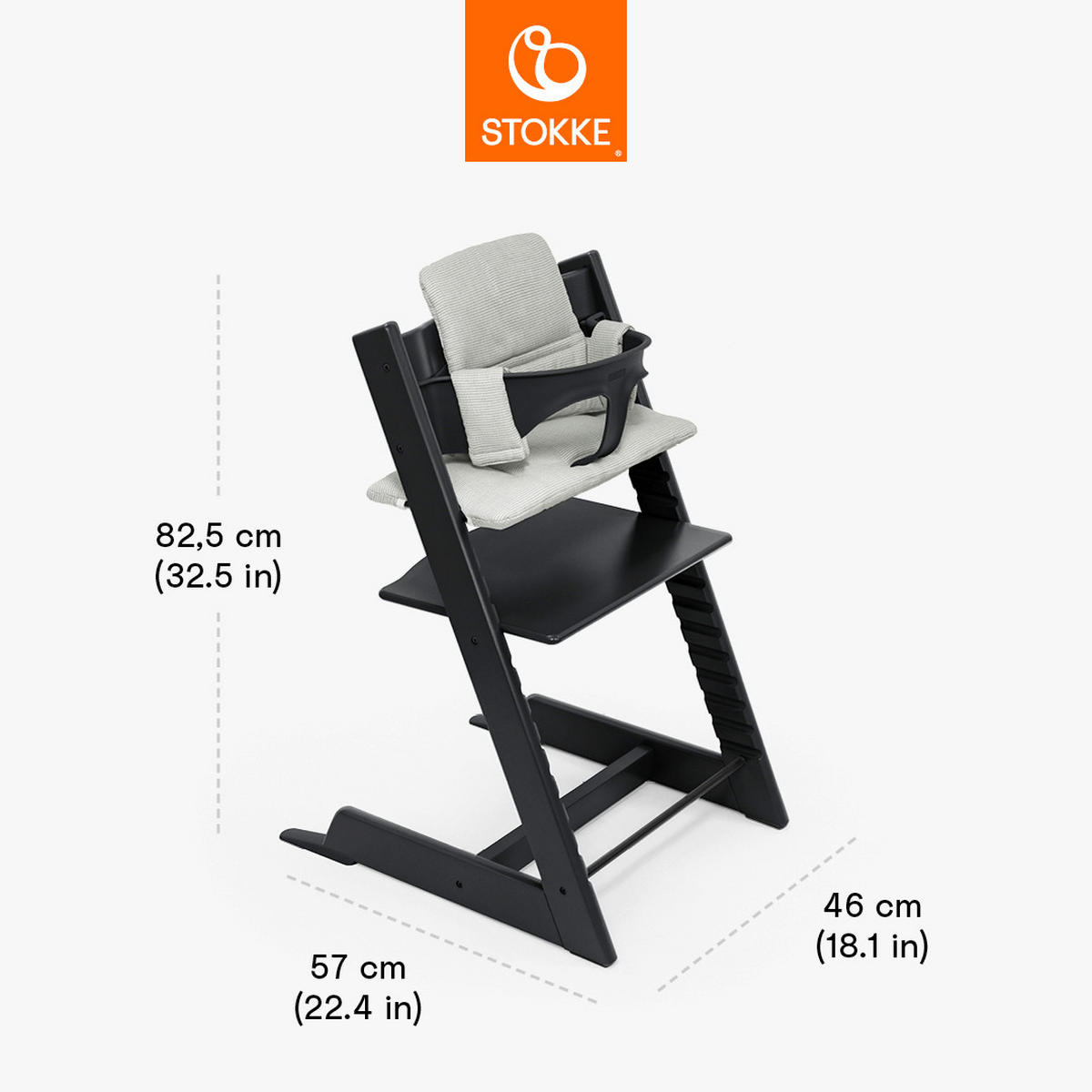HOCHSTUHL-SET Tripp Trapp Bundles  - Schwarz, Basics, Holz (83/57/46cm) - Stokke