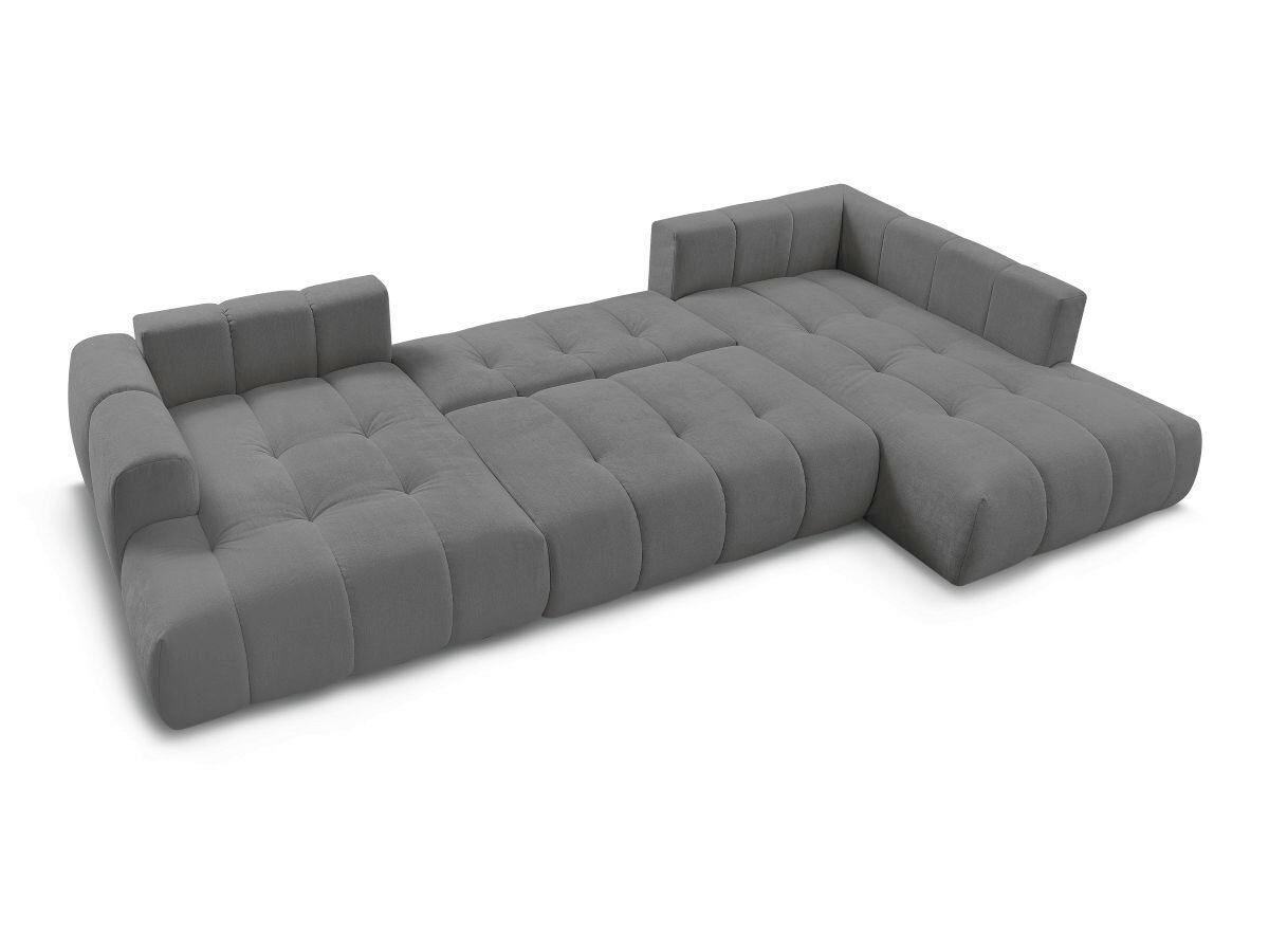 WOHNLANDSCHAFT  FUJI  Dunkelgrau Leinenoptik  - Dunkelgrau/Schwarz, MODERN, Kunststoff/Textil (160/377/204cm)