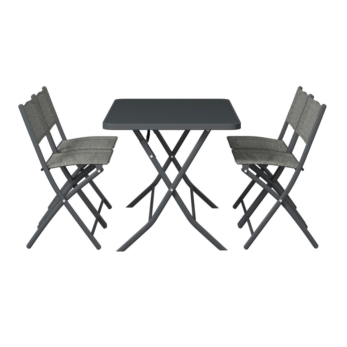 GARTENSET 5-teilig  - Dunkelgrau/Anthrazit, Basics, Glas/Textil - Xora