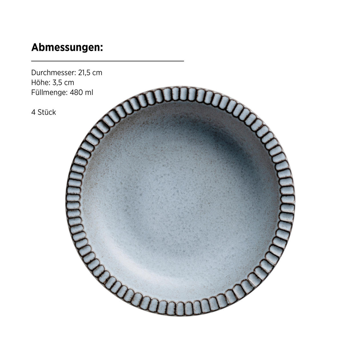 TELLERSET IDA 8-teilig  - Blau, Basics, Keramik - Mäser