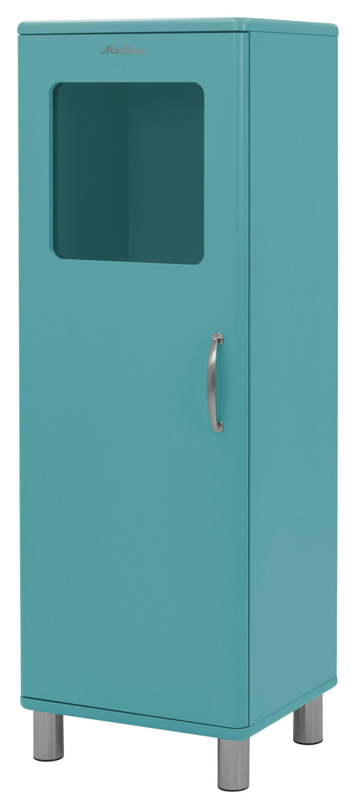 VITRINE in Blau  - Blau/Nickelfarben, Design, Glas/Holzwerkstoff (50/143/41cm)