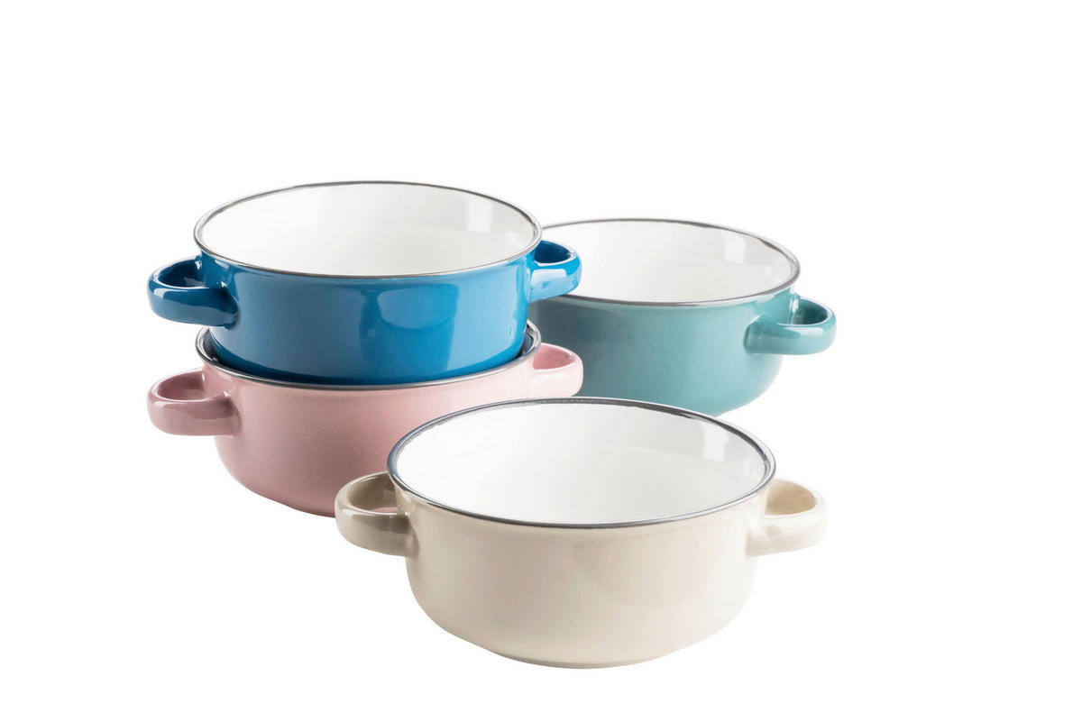 Suppentassen-Set 4-tlg. Maila 16,5 cm   - Petrol/Altrosa, Basics, Keramik (16,5cm) - Mäser