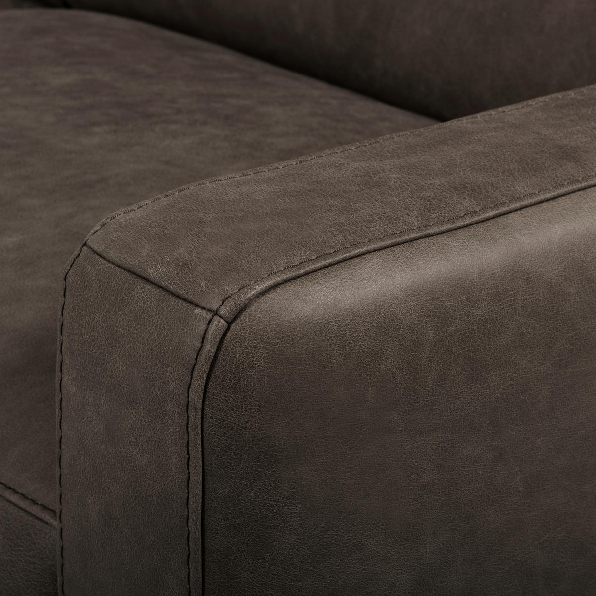 3,5-SITZER SPRING Echtleder Fango  - Fango/Schwarzchrom, Design, Leder/Metall (207/85/92cm) - Livetastic