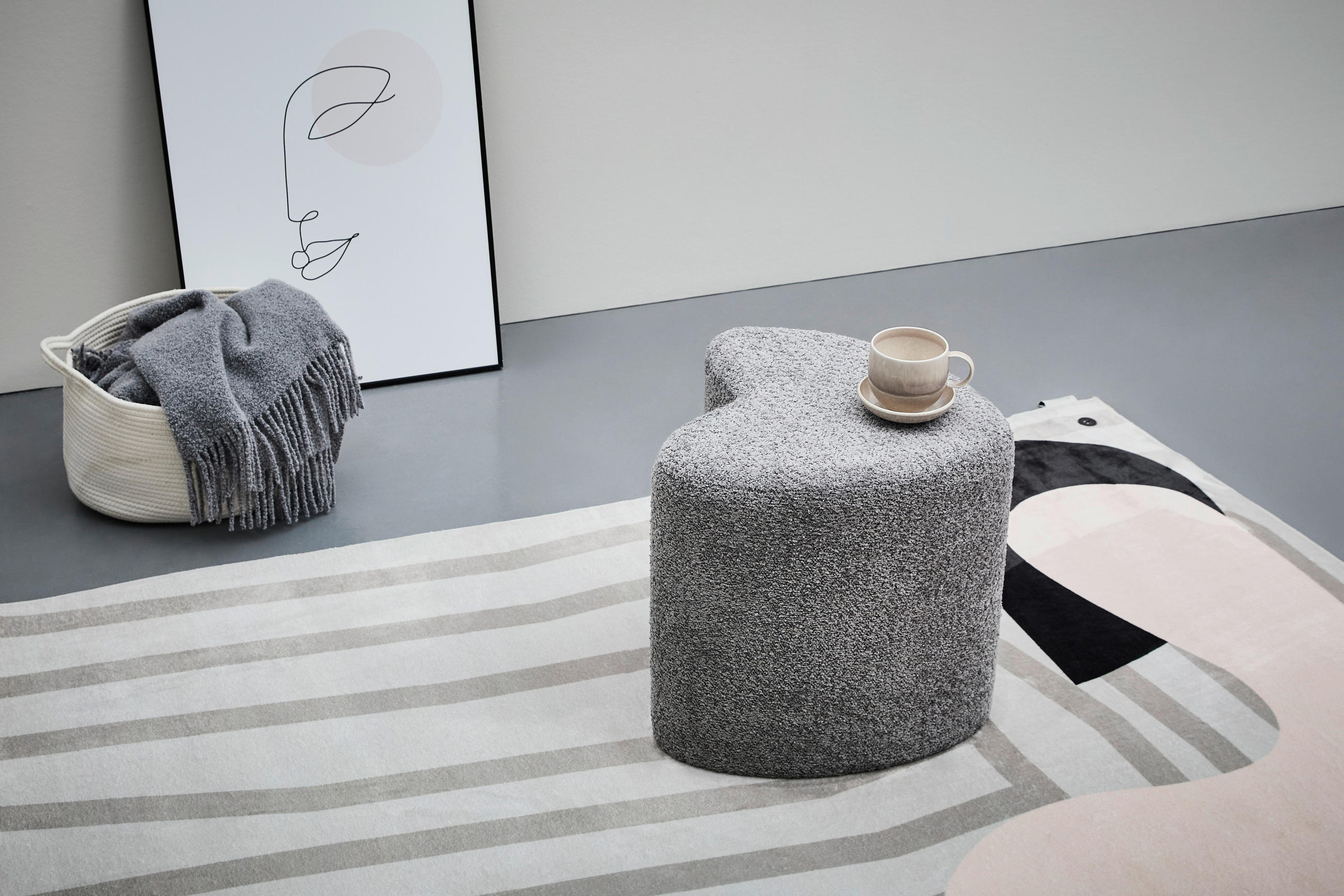 HOCKER Vliesstoff, Bouclé Grau  - Grau, Trend, Textil (41/44/41cm) - Xora