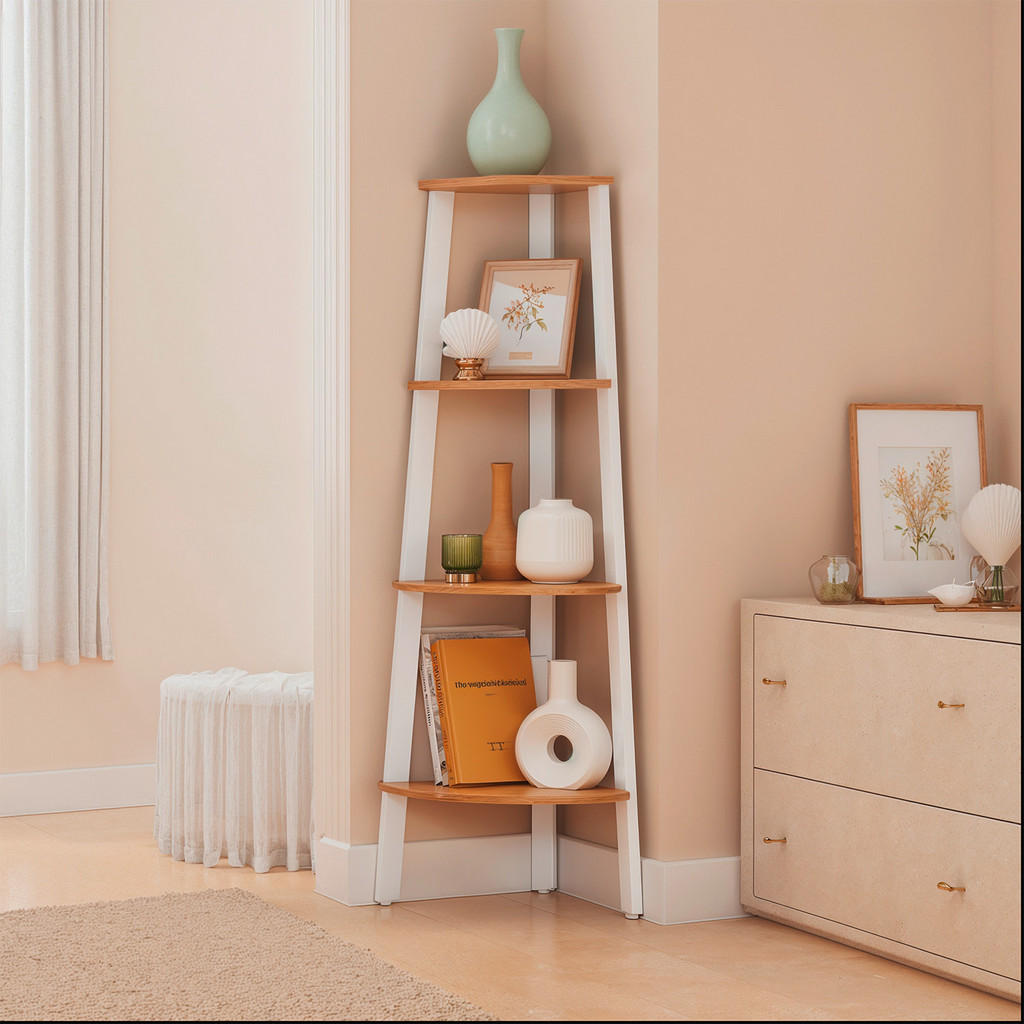 Thumbnail - Mid.you Eckregal, Braun, Weiß, Metall, Holzwerkstoff, 4 Fächer, 33.4x124.5x33.4 cm, stehend, Wohnzimmer, Regale, Eckrega...