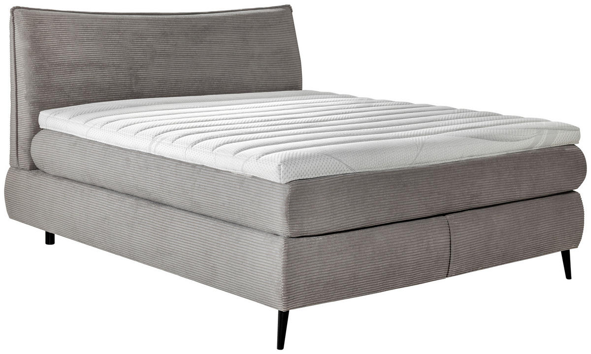 BOXSPRINGBETT 180/200 cm,  in Grau, gepolstertes Kopfteil, Topper, Matratzen, H2 + H3 = mittel + fest  - Schwarz/Grau, Trend, Holz/Textil (180/200cm) - Esposa