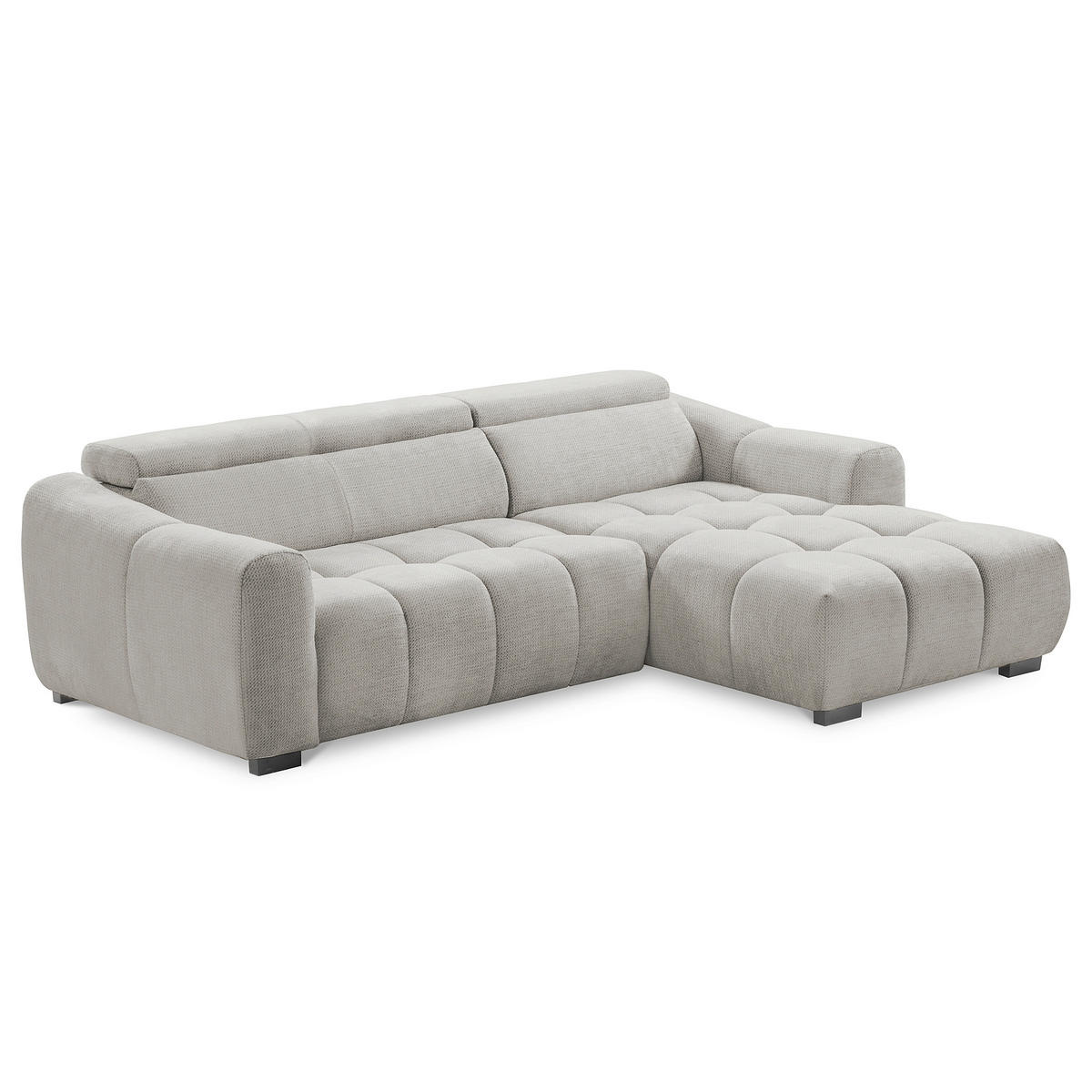 ECKSOFA  Webstoff Greige  - Greige/Schwarz, Design, Kunststoff/Textil (274/177cm) - Livetastic