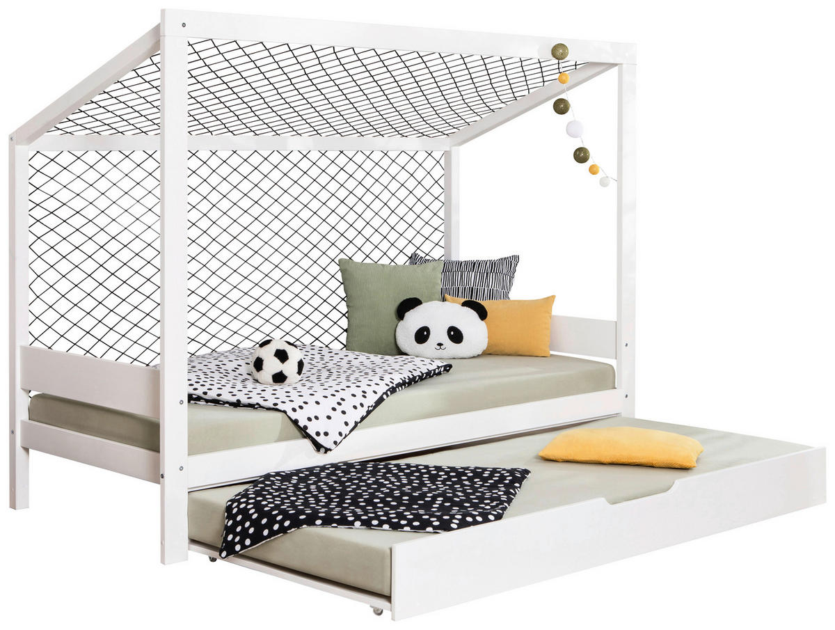 AUSZIEHBETT 90/200 cm  in Weiß  - Weiß, MODERN, Holz/Textil (90/200cm) - MID.YOU