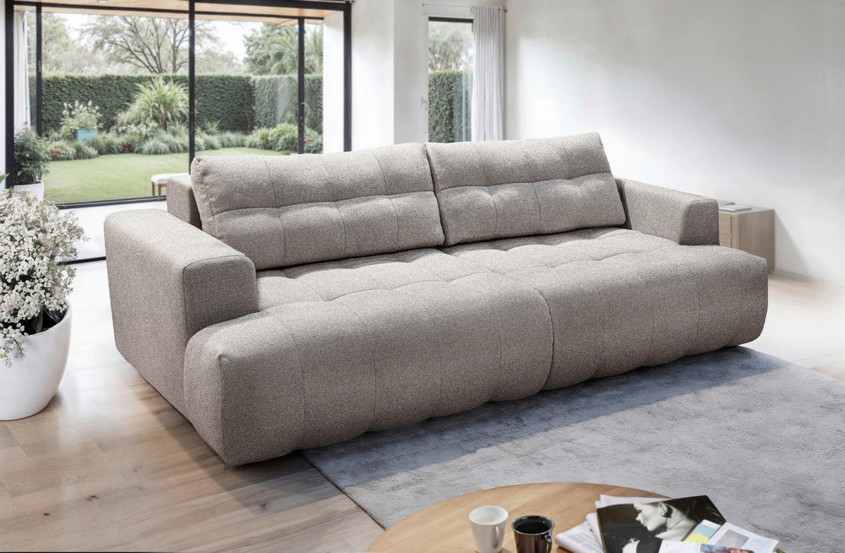 BIGSOFA TINO in Flachgewebe Mokka  - Schwarz/Mokka, KONVENTIONELL, Holzwerkstoff/Kunststoff (279/90/137cm) - Livetastic