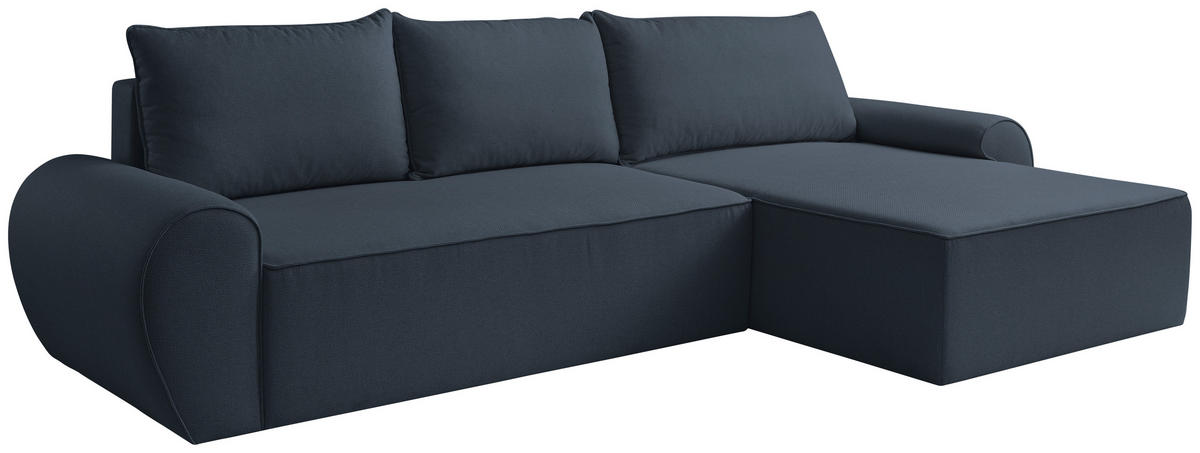 ECKSOFA Blau Flachgewebe  - Blau/Schwarz, KONVENTIONELL, Kunststoff/Textil (292/173cm) - Carryhome