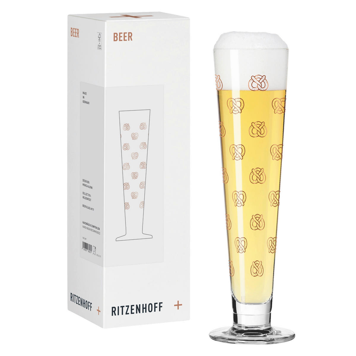 BIERGLAS 385 ml  - Transparent/Kupferfarben, Basics, Glas (7,5/24,9cm) - Ritzenhoff