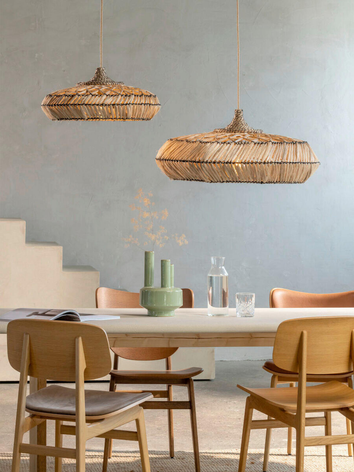 HÄNGELEUCHTE 70/70/285 cm  - Hellbraun/Schwarz, Trend, Naturmaterialien (70/70/285cm) - Good & Mojo