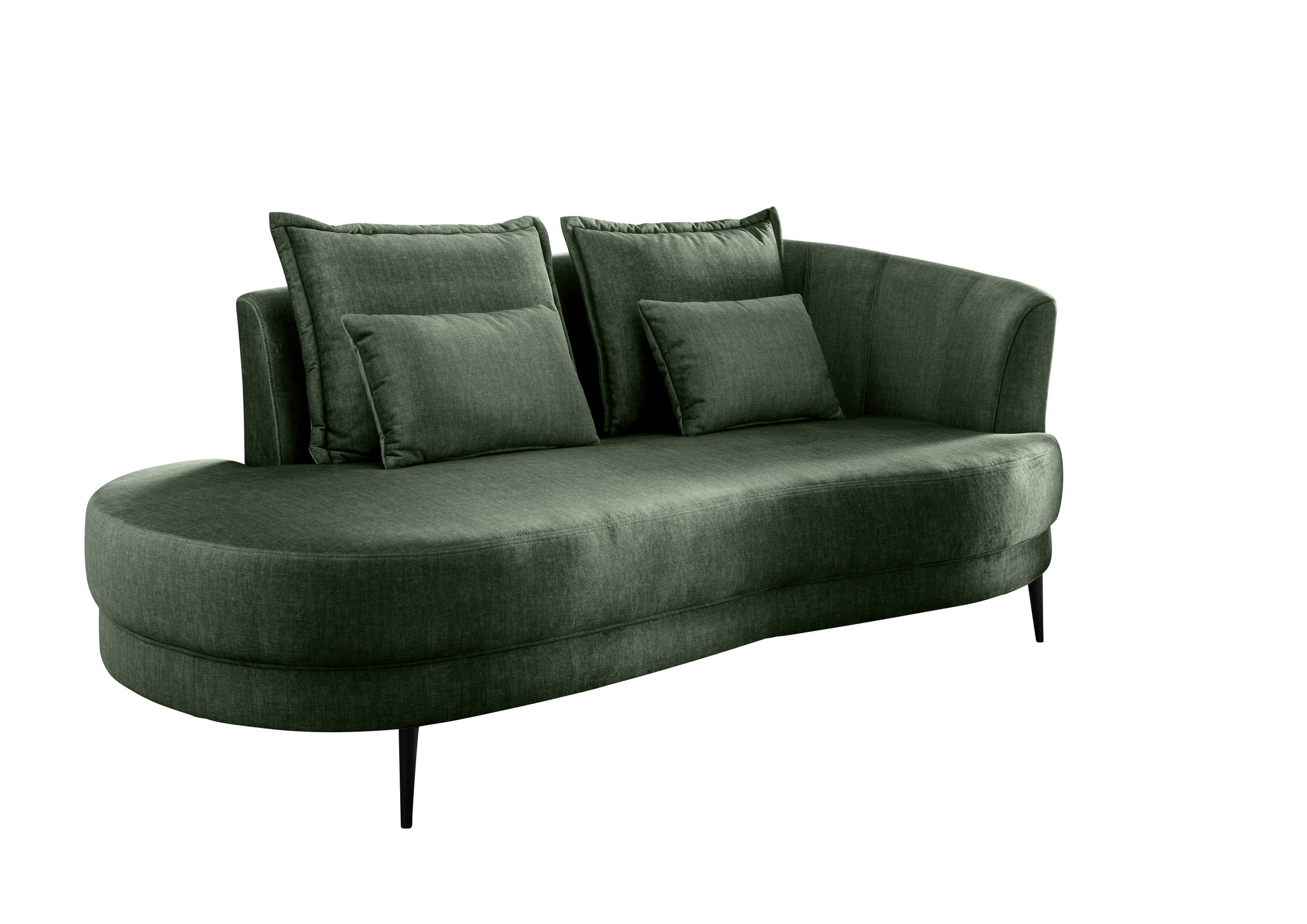 OTTOMANE in Velours Dunkelgrün  - Dunkelgrün/Schwarz, Modern, Textil/Metall (211/85/102cm) - Livetastic