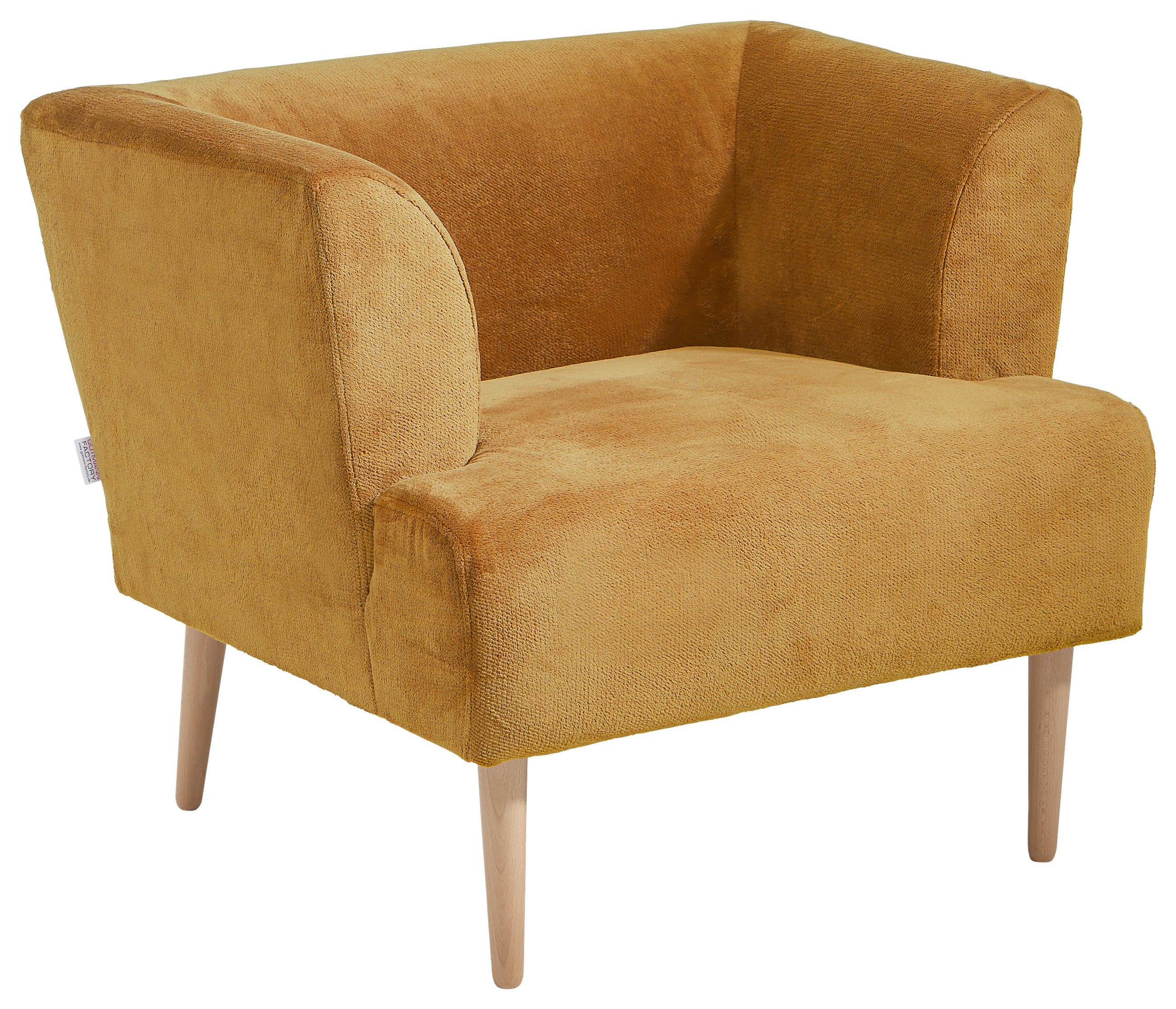 SESSEL in Plüsch Orange  - Buchefarben/Orange, Design, Holz/Textil (85/71/80cm) - Hom`in