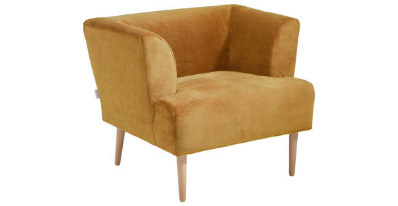 SESSEL in Plüsch Orange  - Buchefarben/Orange, Design, Holz/Textil (85/71/80cm) - Hom`in