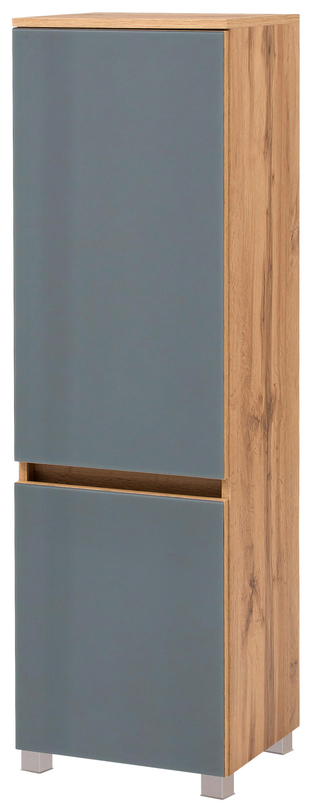 MIDISCHRANK 40/130/35 cm  - Eichefarben/Silberfarben, KONVENTIONELL, Glas/Holzwerkstoff (40/130/35cm) - Held