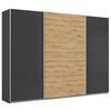 SCHWEBETÜRENSCHRANK  in Dunkelgrau, Eiche Artisan  - Dunkelgrau/Alufarben, KONVENTIONELL, Holzwerkstoff/Metall (315/210/62cm) - Xora