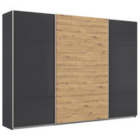 SCHWEBETÜRENSCHRANK  in Dunkelgrau, Eiche Artisan  - Dunkelgrau/Alufarben, KONVENTIONELL, Holzwerkstoff/Metall (315/210/62cm) - Xora