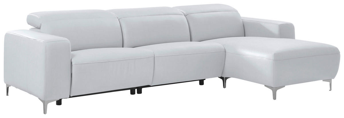 ECKSOFA in Echtleder Weiss  - Chromfarben/Weiss, Design, Leder/Metall (292/177cm) - Pure Home Lifestyle