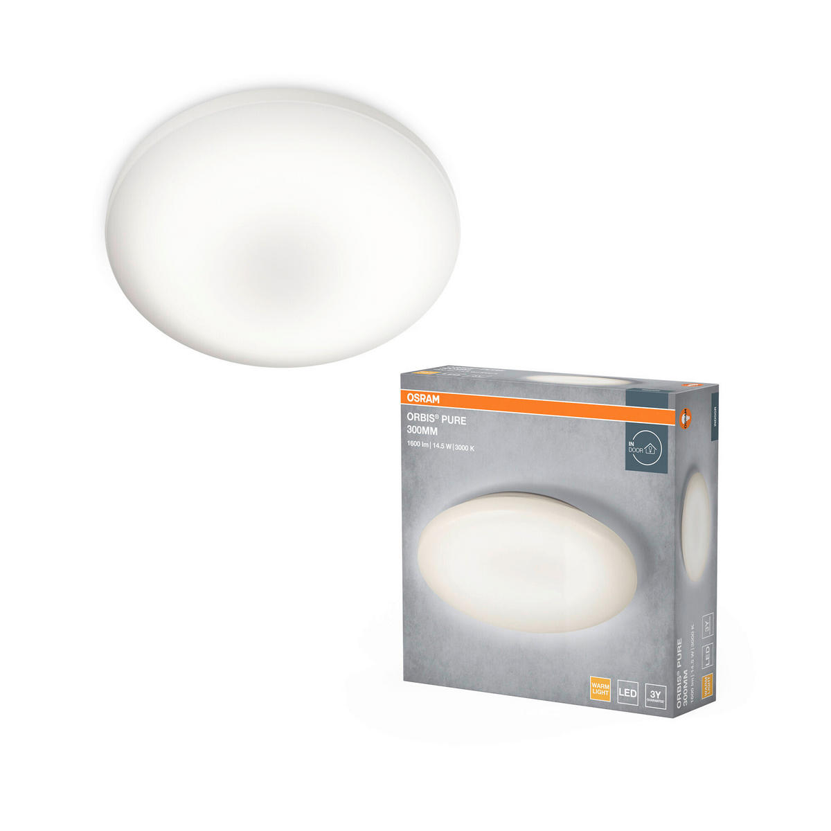 LED-DECKENLEUCHTE 30/8 cm   - Weiß, Basics, Kunststoff/Metall (30/8cm) - Osram