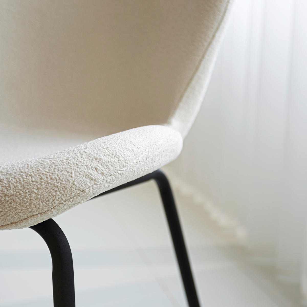 STUHL-SET 2 Stück  Bouclé  - Creme/Schwarz, MODERN, Textil/Metall (50/88,5/42cm) - MID.YOU