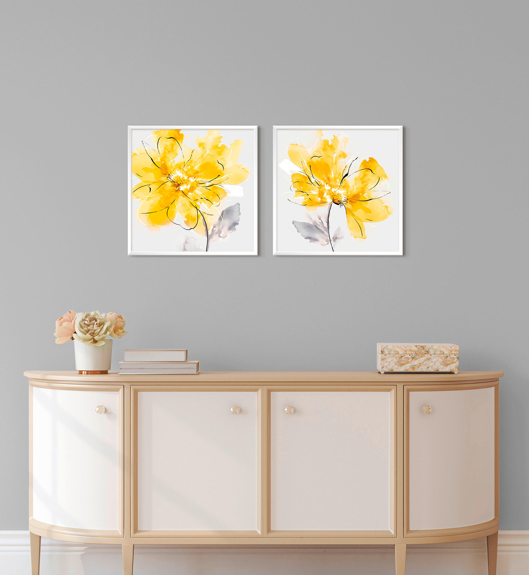 KUNSTDRUCK Frauen 30/30 cm  - Gelb/Schwarz, Basics, Papier (30/30cm) - Monee