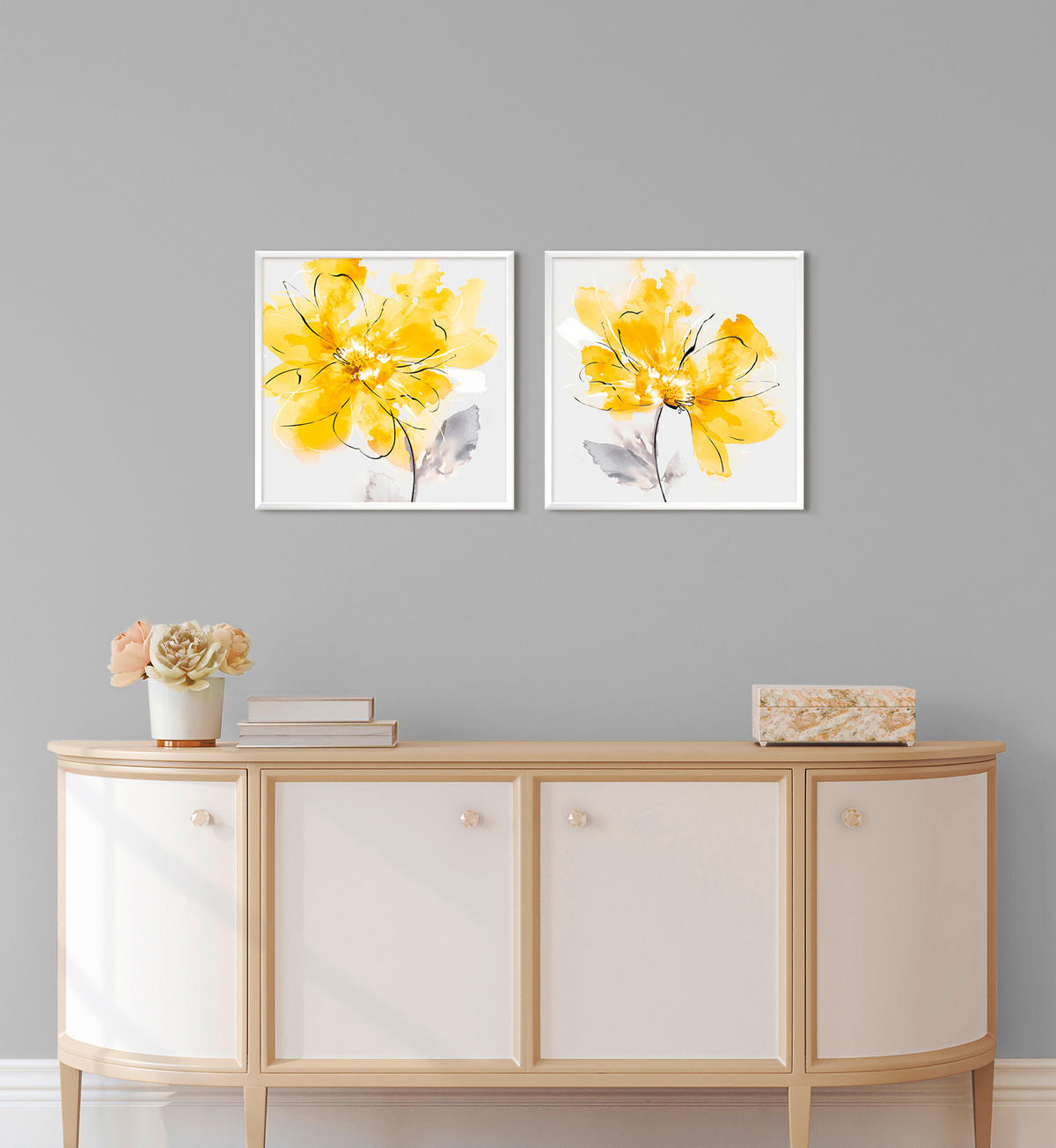 KUNSTDRUCK Frauen 30/30 cm  - Gelb/Schwarz, Basics, Papier (30/30cm) - Monee