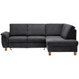 ECKSOFA in Flachgewebe Dunkelgrau  - Eichefarben/Dunkelgrau, Design, Holz/Textil (253/185cm) - Cantus