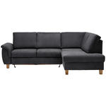 ECKSOFA in Flachgewebe Dunkelgrau  - Eichefarben/Dunkelgrau, Design, Holz/Textil (253/185cm) - Cantus
