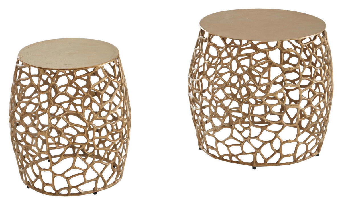 SATZTISCH rund Goldfarben  - Goldfarben, Design, Metall (46/42cm) - MID.YOU