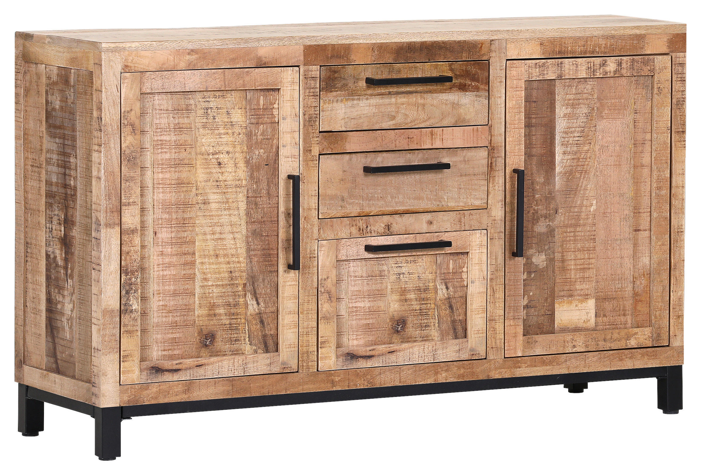 SIDEBOARD  in 140/80/40 cm  - Schwarz/Naturfarben, Design, Holz/Metall (140/80/40cm) - Landscape