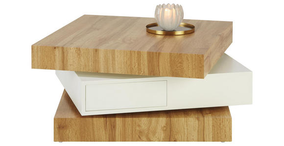 COUCHTISCH in Holzwerkstoff 70/70/38 cm - Eichefarben/Weiß, Design, Holzwerkstoff (70/70/38cm) - Xora