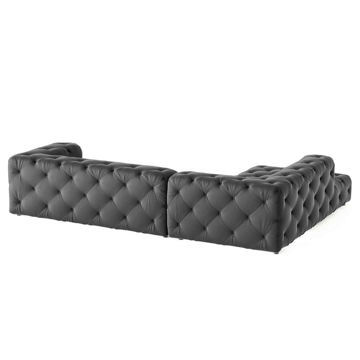 ECKSOFA Fresco in Samt Schwarz  228/325 cm  - Schwarz, Design, Kunststoff/Textil (228/325cm) - P & B