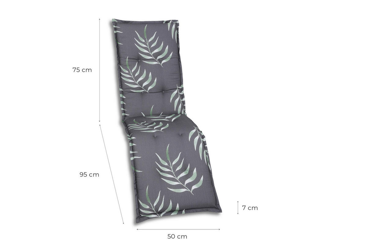 RELAXSESSELAUFLAGE in Anthrazit Blätter  - Anthrazit, Design, Textil (50/7/170cm)