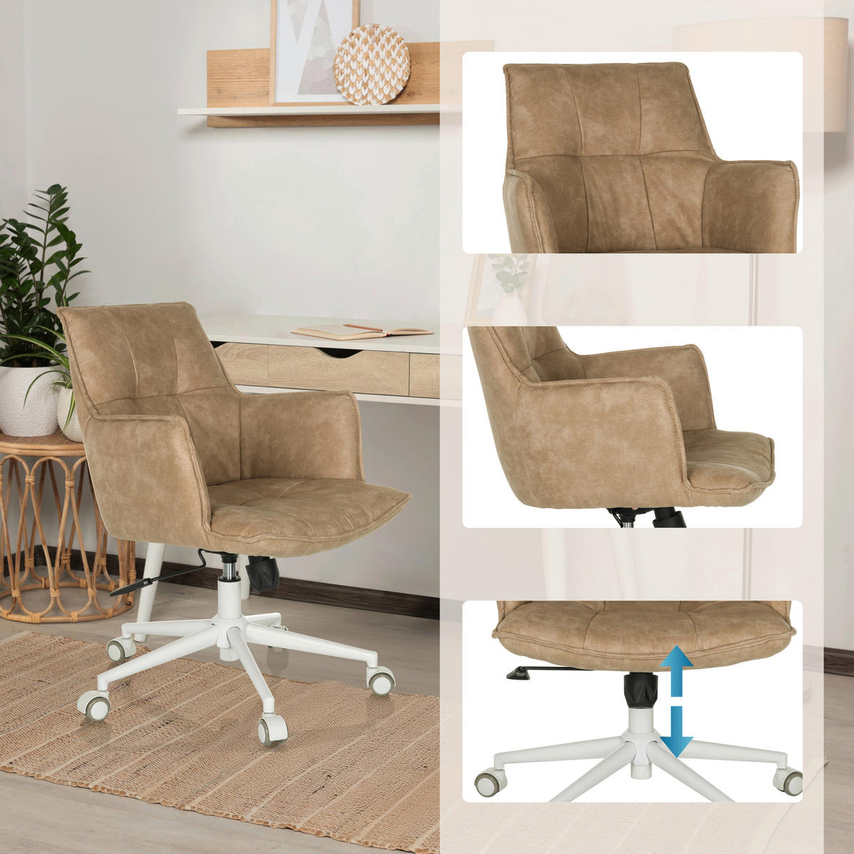 DREHSTUHL Beige  - Beige/Weiß, MODERN, Kunststoff/Textil (54/85/70cm) - MID.YOU