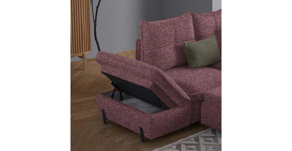 ECKSOFA in Bouclé Altrosa  - Schwarz/Altrosa, Design, Textil/Metall (220/250cm) - Xora