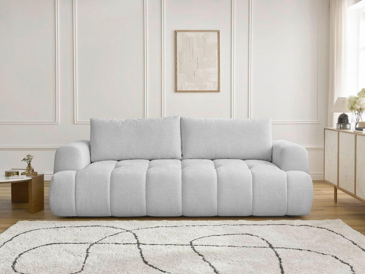 SCHLAFSOFA FUJI Leinenoptik Hellgrau  inkl.  - Hellgrau/Schwarz, MODERN, Kunststoff/Textil (251/113/88cm)