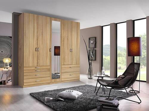 DREHTÜRENSCHRANK 226/210/54 cm 5-türig Sonoma Eiche  - Alufarben/Sonoma Eiche, Basics, Glas/Holzwerkstoff (226/210/54cm) - Xora