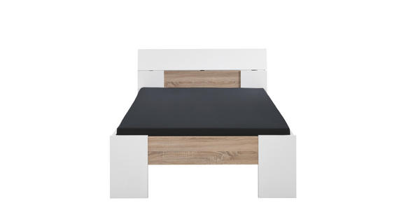 BETT Weiß, Eichefarben - Eichefarben/Weiß, Design, Holzwerkstoff (120/200cm) - Cantus