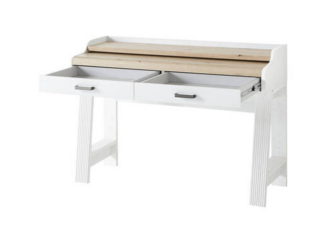 BIROU SECRETAR in stejar Artisan, alb  - alb/stejar Artisan, Modern, metal/material pe bază de lemn (120/84/53cm)